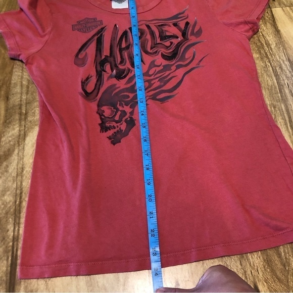 Harley Davidson Honolulu Hawaii Flaming Skull Pink Tshirt Womens Size Medium - Picture 7 of 10